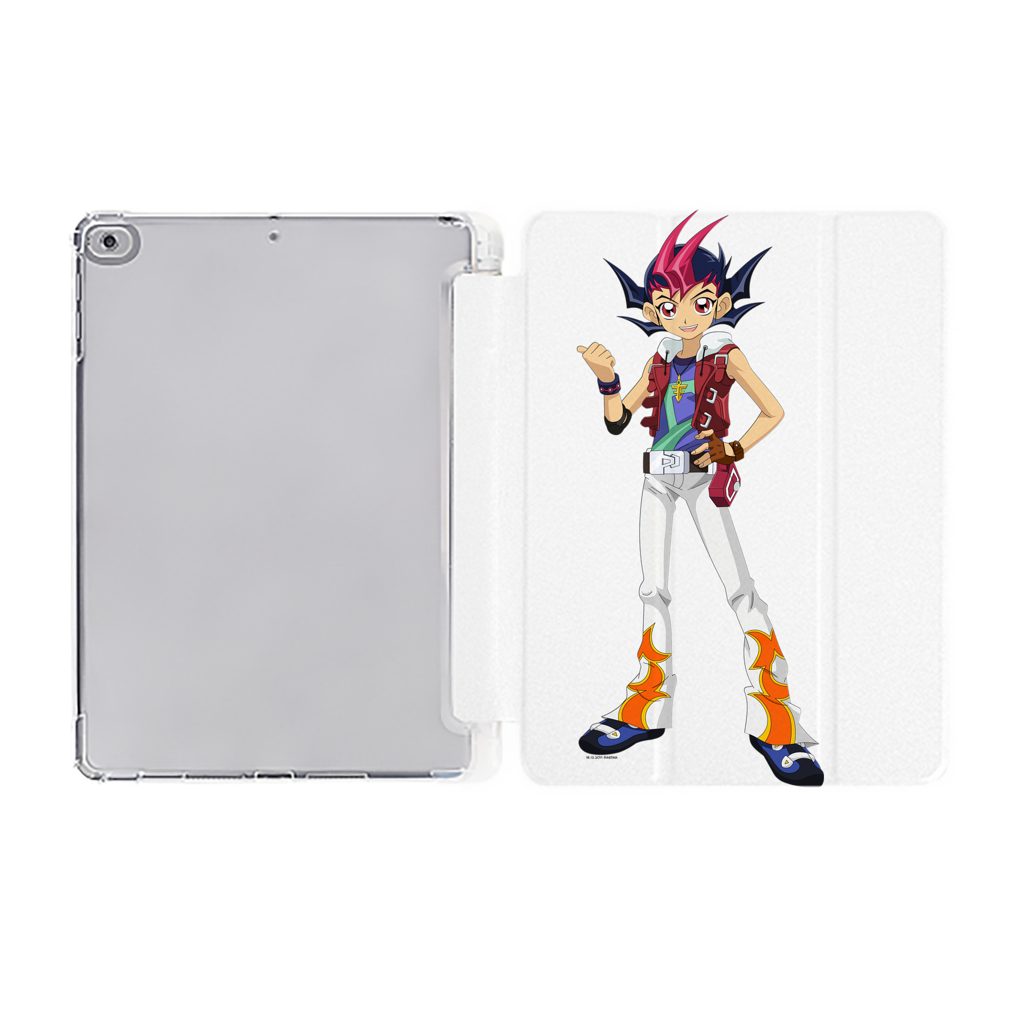 （画像用） 遊☆戯☆王 Yu-Gi-Oh! IPad ケース ペン収納付き 三つ折りスタンド PUレザー×シリコン 対応機種9.5/10.5/10.9インチ
